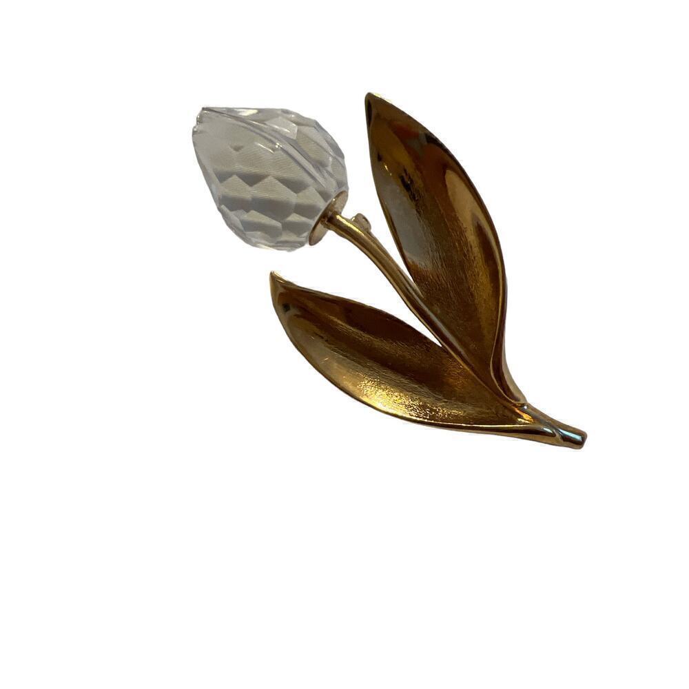 Swarovski Crystal Tulip Flower Brooch / Pin signed 3"